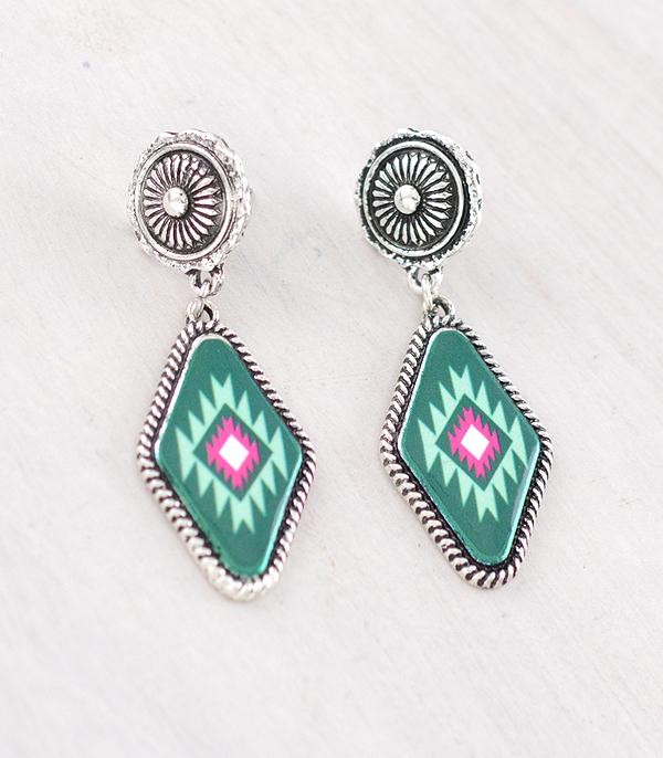 Western Aztec Concho Post Earrings