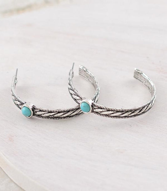 Western Turquoise Hoop Earrings