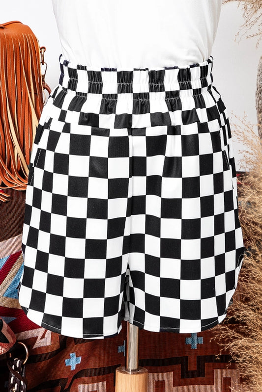 Checkered Print High Waist Casual Shorts