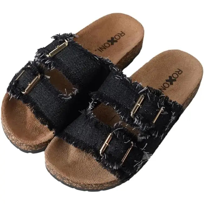Women's Comfort Flat Sandals Double Buckle Adjustable Straps