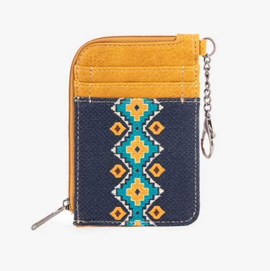 Wrangler All-over Aztec Print Mini Zip Card Case - MUSTARD