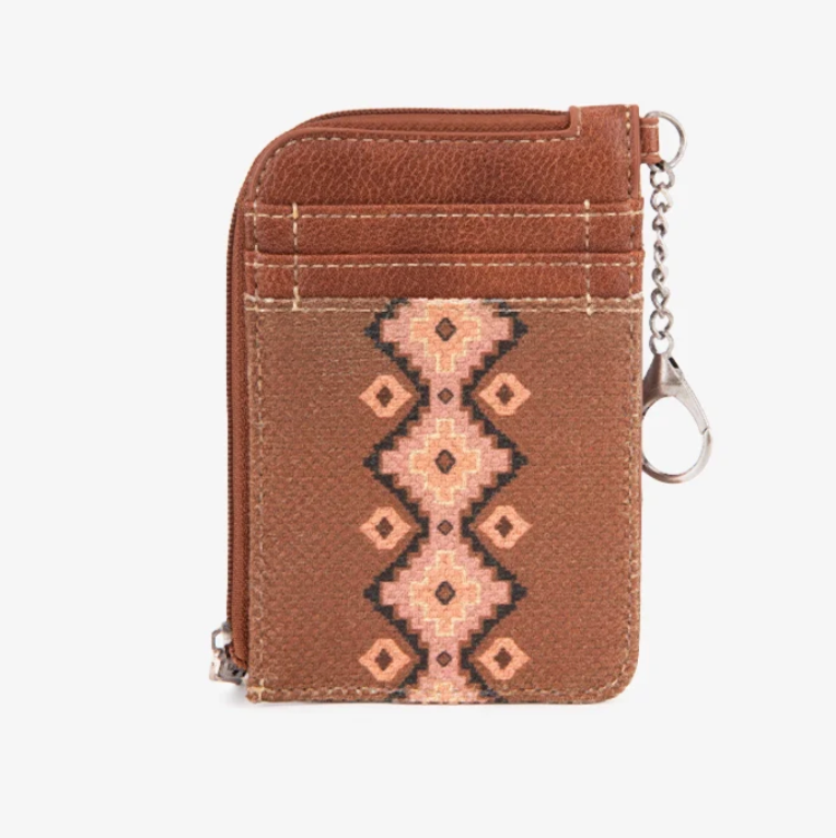 Wrangler All-over Aztec Print Mini Zip Card Case - DARK BROWN