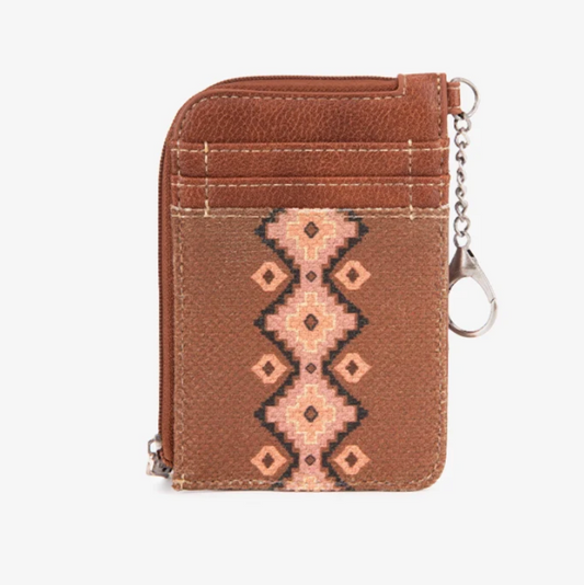 Wrangler All-over Aztec Print Mini Zip Card Case - DARK BROWN