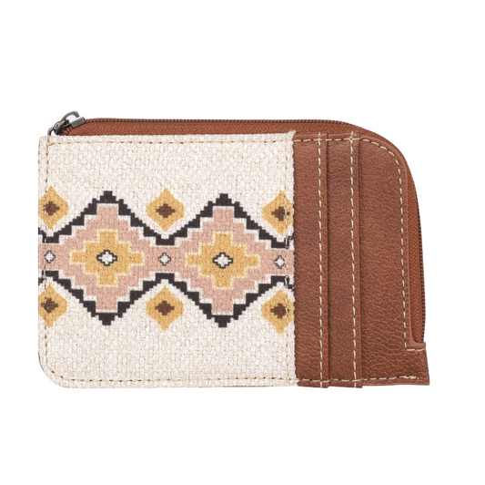 Wrangler All-over Aztec Print Mini Zip Card Case - COFFEE