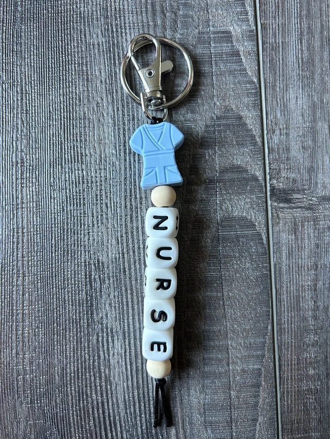 Nurse Scrubs Silicone Bead Keychain