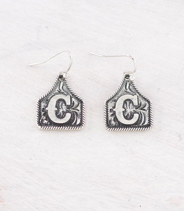 PREORDER Cattle Tag Initial Earrings