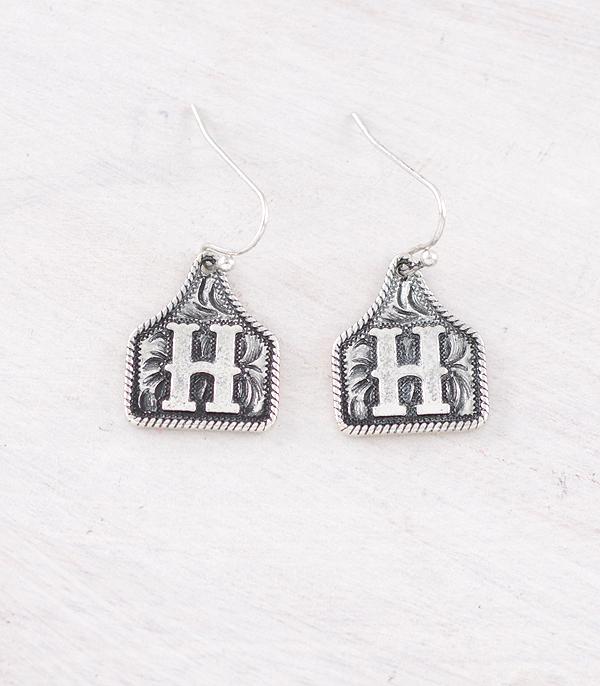 PREORDER Cattle Tag Initial Earrings