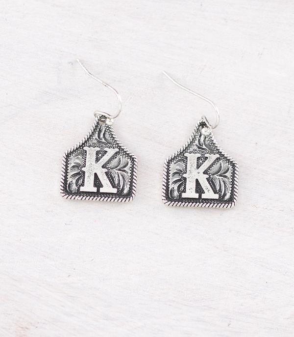 PREORDER Cattle Tag Initial Earrings