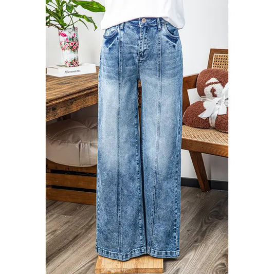 Central Seamed Wide Leg High Waist Jeans