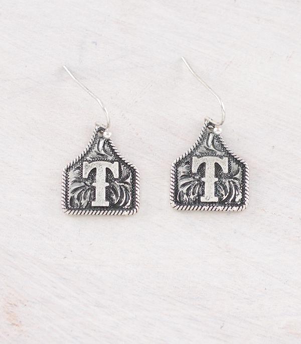 PREORDER Cattle Tag Initial Earrings